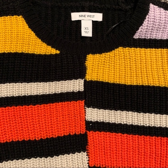 Nine West Multicolor Color Block Chunky Knit Sweater Women's Size XS & XL - Picture 2 of 4